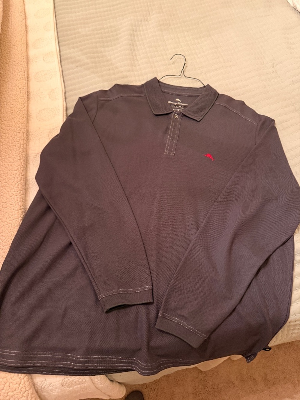 Charcoal TB long sleeve polo